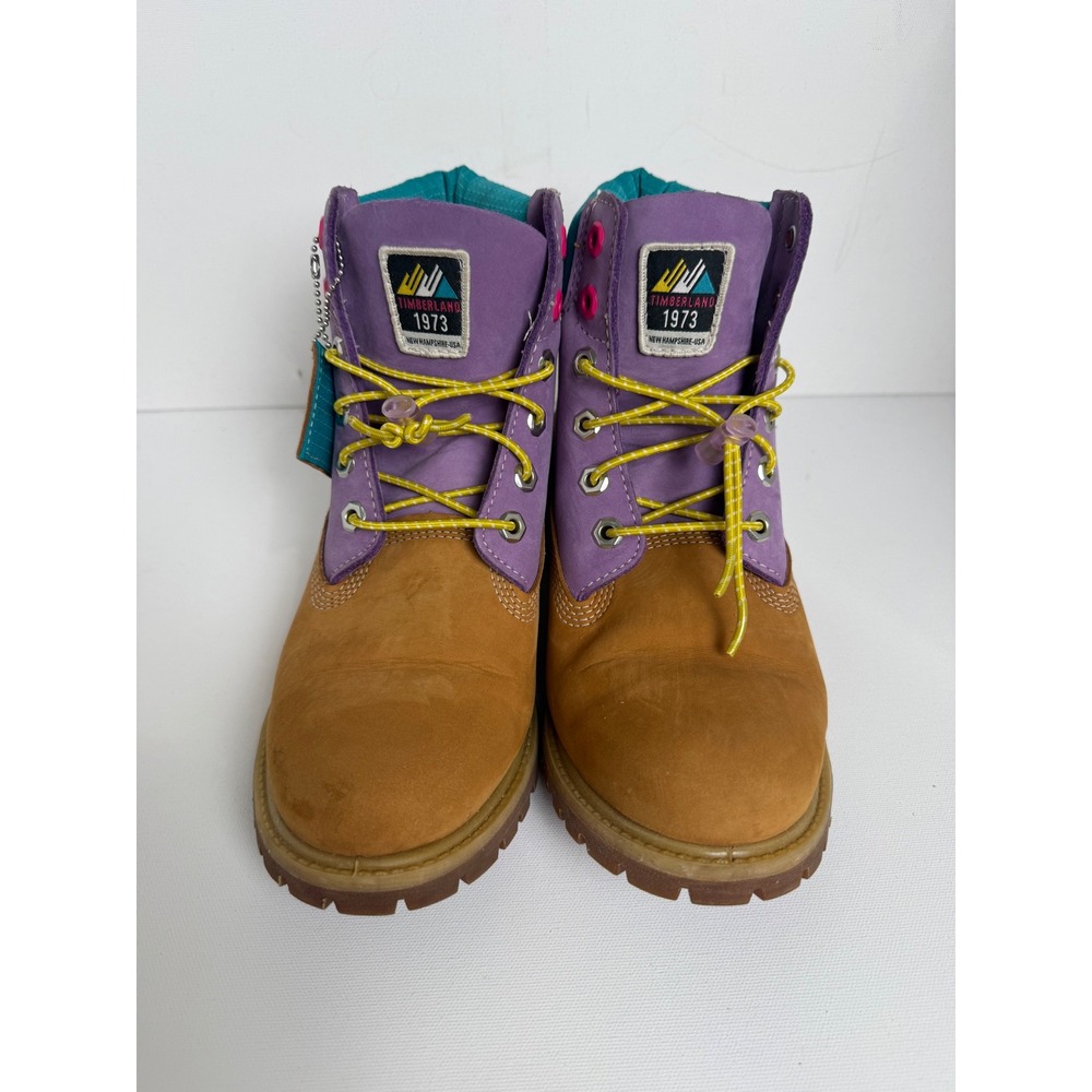 Timberland 6 Inch Premium Waterproof Boots Wheat Purple Teal Women Size 8.5 - Picture 2 of 13